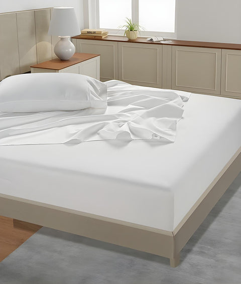 Lane Linen 400TC 100% Organic Cotton King Flat Sheet Set - White - Lane Linen