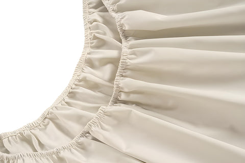 Lane Linen 500TC 100% Cotton Caligo Queen Fitted Satin Sheet Set - Ivory