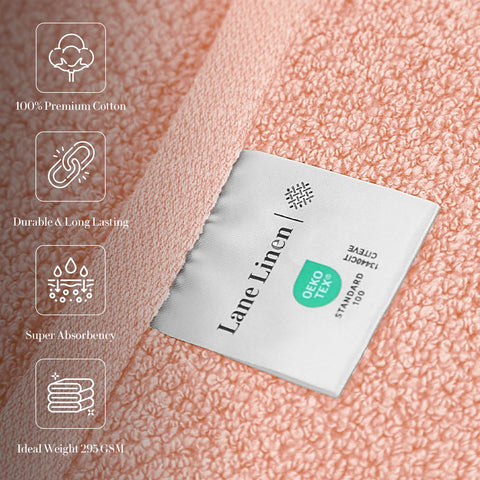 Lane Linen 100% Cotton Bath Towel for Bathroom - Zero Twist Yarn, 575 GSM (Dusky Pink) - Lane Linen