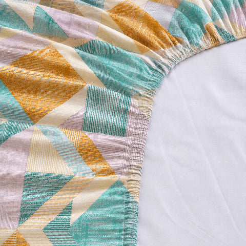 Symphony Vol 2 | 100% Cotton Sheet Set | Soft & Breathable Fabric | 3 Piece (1 Bedsheet + 2 Pillow Covers) | Super King Fitted Bed Sheet Set