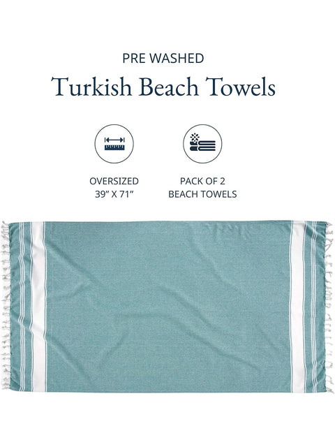 Hammam Bath & Beach Towel - Hunter Green
