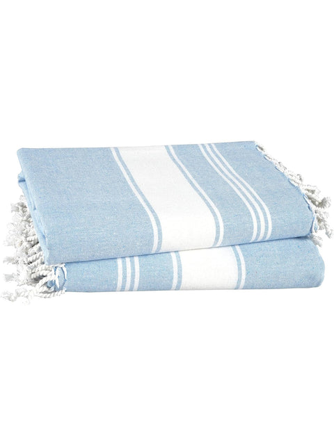 LANE LINEN 100% Cotton Pack of 2 Hammam Towels, Pre-Washed Quick Dry Sand Free Beach Towels For Adults - Modern, Rectangular, 39" x 71" - Sky Blue