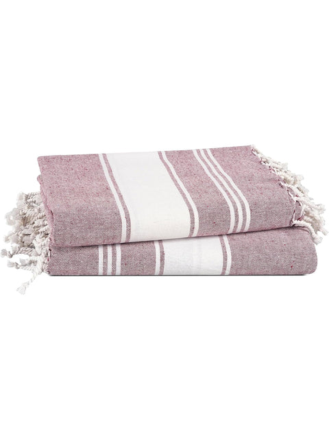 LANE LINEN 100% Cotton Pack of 2 Hammam Towels, Pre-Washed Quick Dry Sand Free Beach Towels For Adults - Modern, Rectangular, 39" x 71" - Wistful Mauve
