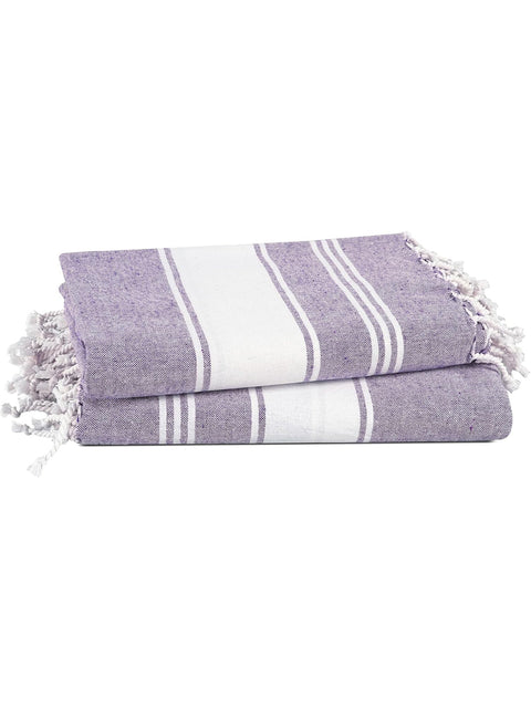 LANE LINEN 100% Cotton Pack of 2 Hammam Towels, Pre-Washed Quick Dry Sand Free Beach Towels For Adults - Modern, Rectangular, 39" x 71" - Regal Orchid