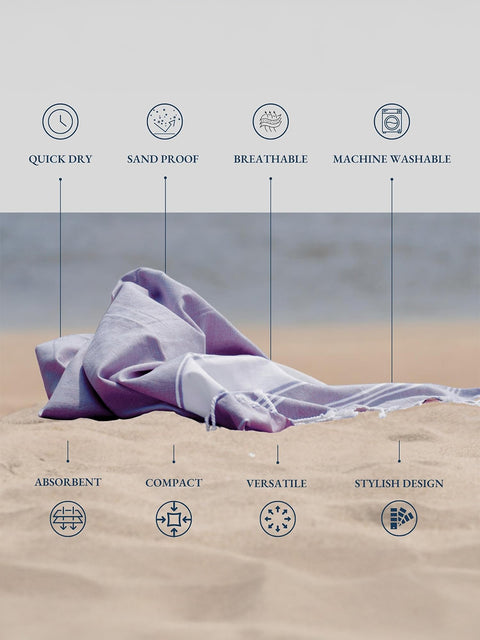 LANE LINEN 100% Cotton Pack of 2 Hammam Towels, Pre-Washed Quick Dry Sand Free Beach Towels For Adults - Modern, Rectangular, 39" x 71" - Regal Orchid