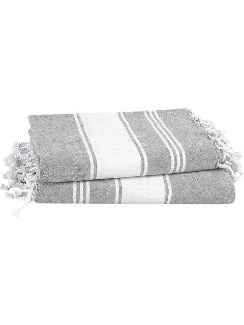 LANE LINEN 100% Cotton Pack of 2 Hammam Towels, Pre-Washed Quick Dry Sand Free Beach Towels For Adults - Modern, Rectangular, 39" x 71" - Alloy