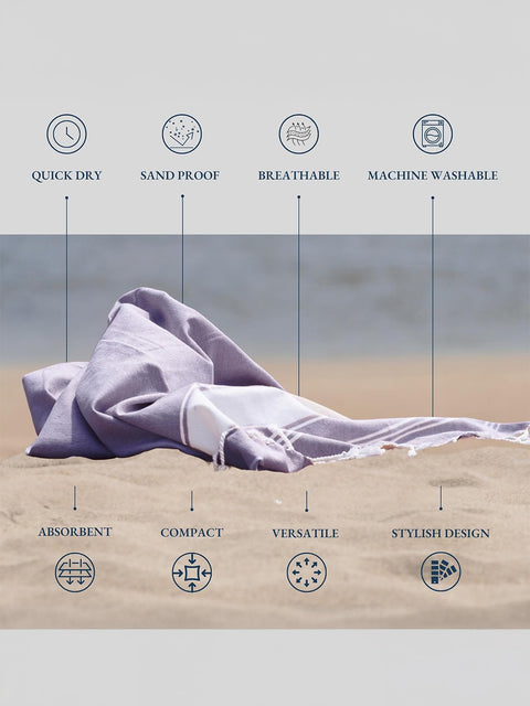 LANE LINEN 100% Cotton Pack of 2 Hammam Towels, Pre-Washed Quick Dry Sand Free Beach Towels For Adults - Modern, Rectangular, 39" x 71" - Day Break
