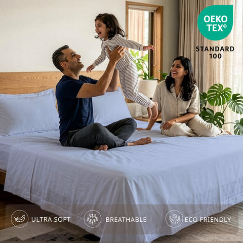 Urban Chic | 100% Cotton 400TC Sheet Set | Soft & Breathable, Wrinkle-Free, Eco-Friendly Bedding | 3 Piece ( 1 Bedsheet + 2 Pillow Cover ) | Sateen Weave | Oeko-TEX Certified | Super King Bed Sheet Set