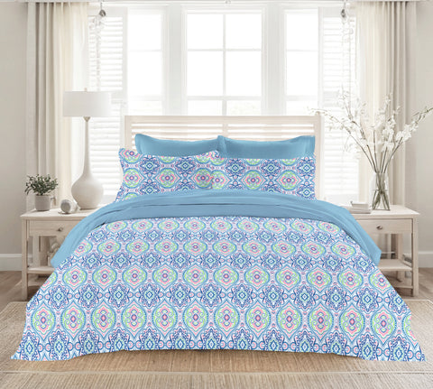 Colorado | 100% Cotton 120TC | Eco-friendly & Wrinkle-free | 3 piece (1 Bedsheet + 2 Pillow Covers) | Super King Bed Sheet Set