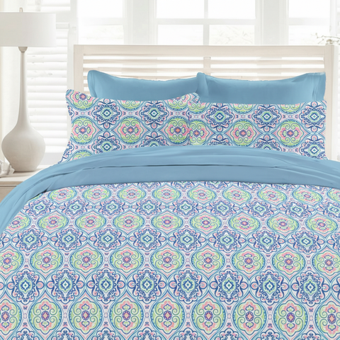 Colorado | 100% Cotton 120TC | Eco-friendly & Wrinkle-free | 3 piece (1 Bedsheet + 2 Pillow Covers) | Super King Bed Sheet Set