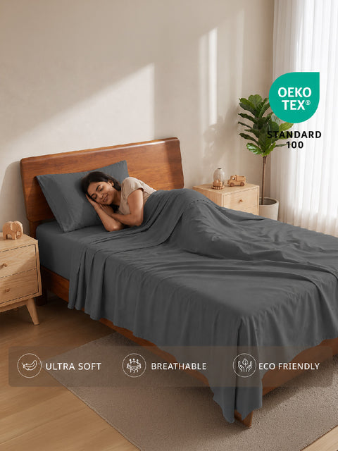 Organica | 100% organic Cotton Sheet Set | Soft & Breathable Fabric | 2 Piece (1 Bedsheet + 1 Pillow Cover) | Percale Weave | GOTS Certified - Single Bed Sheet Set