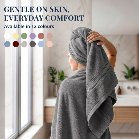 Lane Linen 100% Cotton Bath Towel | 575 Gsm | Ultra Soft Zero Twist Yarn