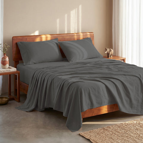 Organica | 100% organic Cotton Sheet Set | Soft & Breathable Fabric | 3 Piece (1 Bedsheet + 2 Pillow Covers) | Percale Weave | GOTS Certified - Super King Bed Sheet Set