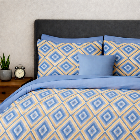Symphony | 100% Cotton Sheet Set | Soft & Breathable Fabric | 3 Piece (1 Bedsheet + 2 Pillow Covers) | Double Bed Sheet Set
