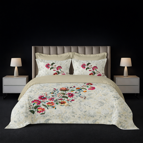 Pixel | 100% Cotton 250 TC Digitally Printed Sheet Set | 3 Piece (1 Bedsheet + 2 Pillow Cover) |Oeko-TEX Certified - King Size Bed Sheet Set