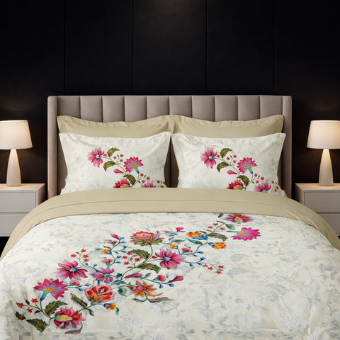 Pixel | 100% Cotton 250 TC Digitally Printed Sheet Set | 3 Piece (1 Bedsheet + 2 Pillow Cover) |Oeko-TEX Certified - King Size Bed Sheet Set