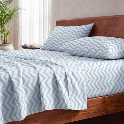 Organica | 100% organic Cotton Sheet Set | Soft & Breathable Fabric | 3 Piece (1 Bedsheet + 2 Pillow Covers) | Percale Weave | GOTS Certified - Double Fitted Printed Bed Sheet Set