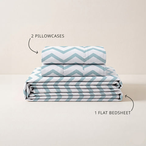Organica | 100% organic Cotton Sheet Set | Soft & Breathable Fabric | 3 Piece (1 Bedsheet + 2 Pillow Covers) | Percale Weave | GOTS Certified - Double Fitted Printed Bed Sheet Set