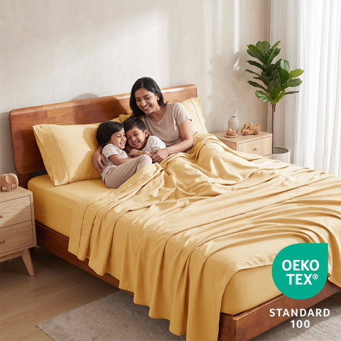 Organica | 100% organic Cotton Sheet Set | Soft & Breathable Fabric | 3 Piece (1 Bedsheet + 2 Pillow Covers) | Percale Weave | GOTS Certified - Double Bed Sheet Set