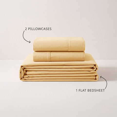 Organica | 100% organic Cotton Sheet Set | Soft & Breathable Fabric | 3 Piece (1 Bedsheet + 2 Pillow Covers) | Percale Weave | GOTS Certified - Double Bed Sheet Set