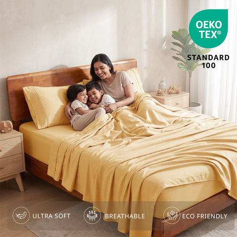 Organica | 100% organic Cotton Sheet Set | Soft & Breathable Fabric | 3 Piece (1 Bedsheet + 2 Pillow Covers) | Percale Weave | GOTS Certified - Double Bed Sheet Set