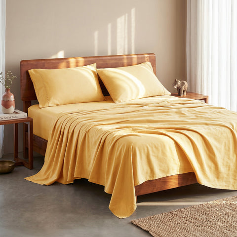 Organica | 100% organic Cotton Sheet Set | Soft & Breathable Fabric | 3 Piece (1 Bedsheet + 2 Pillow Covers) | Percale Weave | GOTS Certified - Super King Bed Sheet Set