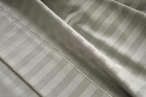 lane linen 100% egyptian cotton stripe king size bedsheet set - 800 tc, 5 Pc bedding set (1 bedsheet with 4 pillow case) - luxury satin weave cotton sheets (2.74m x 2.74m)#color_silver