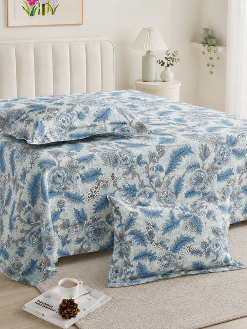 Symphony Vol 2 | 100% Cotton Sheet Set | Soft & Breathable Fabric | 3 Piece (1 Bedsheet + 2 Pillow Covers) | Super King Bed Sheet Set