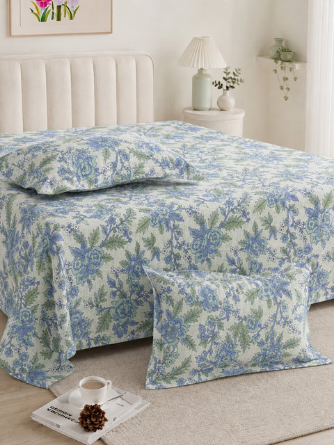 Symphony Vol 2 | 100% Cotton Sheet Set | Soft & Breathable Fabric | 3 Piece (1 Bedsheet + 2 Pillow Covers) | Super King Bed Sheet Set