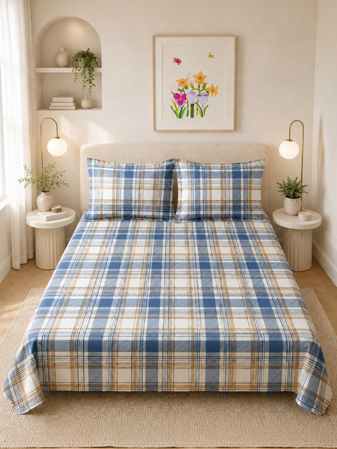 Symphony Vol 2 | 100% Cotton Sheet Set | Soft & Breathable Fabric | 3 Piece (1 Bedsheet + 2 Pillow Covers) | Super King Bed Sheet Set