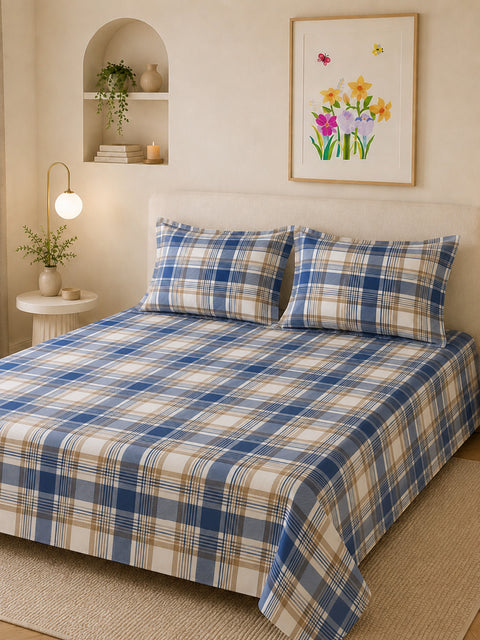 Symphony Vol 2 | 100% Cotton Sheet Set | Soft & Breathable Fabric | 3 Piece (1 Bedsheet + 2 Pillow Covers) | Super King Bed Sheet Set