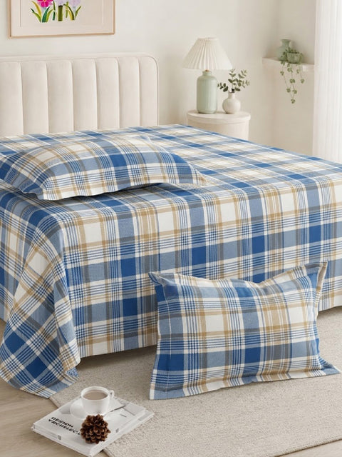Symphony Vol 2 | 100% Cotton Sheet Set | Soft & Breathable Fabric | 3 Piece (1 Bedsheet + 2 Pillow Covers) | Super King Bed Sheet Set