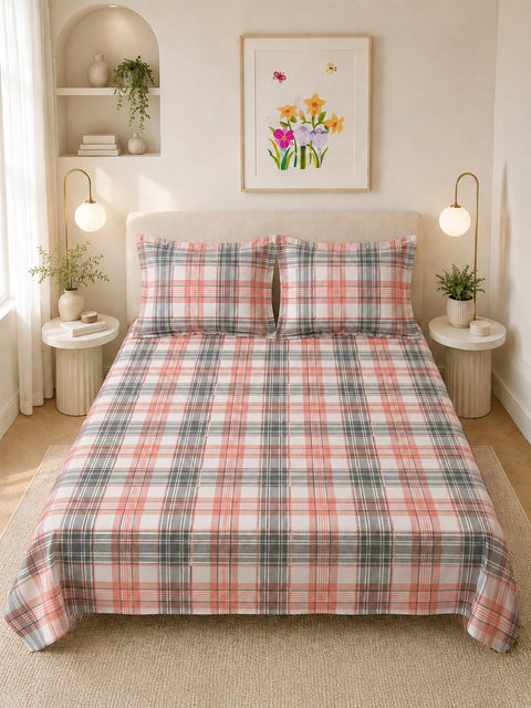 Symphony Vol 2 | 100% Cotton Sheet Set | Soft & Breathable Fabric | 3 Piece (1 Bedsheet + 2 Pillow Covers) | Super King Bed Sheet Set