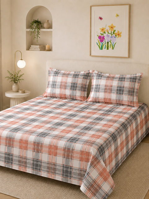 Symphony Vol 2 | 100% Cotton Sheet Set | Soft & Breathable Fabric | 3 Piece (1 Bedsheet + 2 Pillow Covers) | Super King Bed Sheet Set