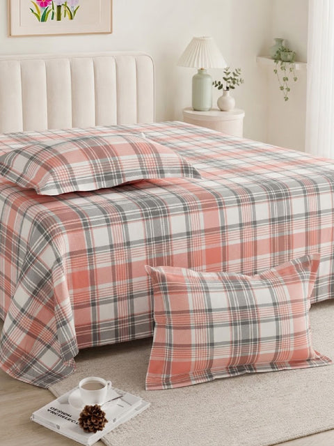 Symphony Vol 2 | 100% Cotton Sheet Set | Soft & Breathable Fabric | 3 Piece (1 Bedsheet + 2 Pillow Covers) | Super King Bed Sheet Set