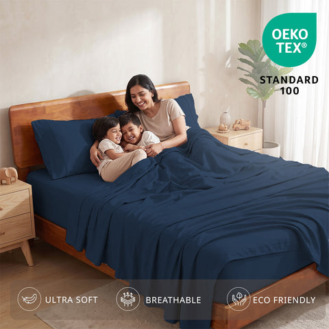 Organica | 100% organic Cotton Sheet Set | Soft & Breathable Fabric | 3 Piece (1 Bedsheet + 2 Pillow Covers) | Percale Weave | GOTS Certified - Double Bed Sheet Set