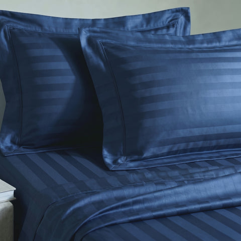 Galaxy | 100% Cotton 250 TC Damask Stripe | Eco-friendly & Wrinkle-free | 3 Piece (1 Bedsheet + 2 Pillow Covers) | Sateen Weave | Double Bed Sheet Set