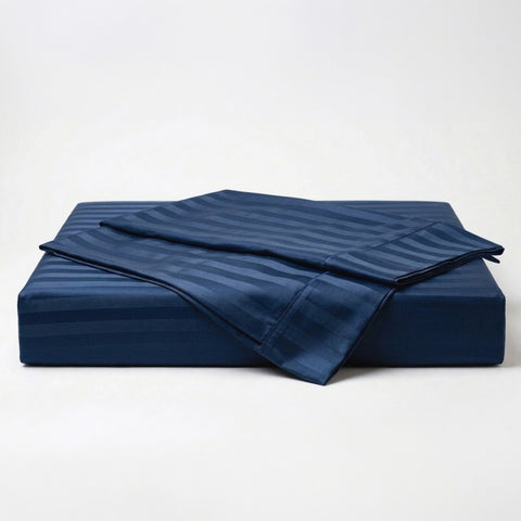 Galaxy | 100% Cotton 250 TC Damask Stripe | Eco-friendly & Wrinkle-free | 3 Piece (1 Bedsheet + 2 Pillow Covers) | Sateen Weave | Double Bed Sheet Set