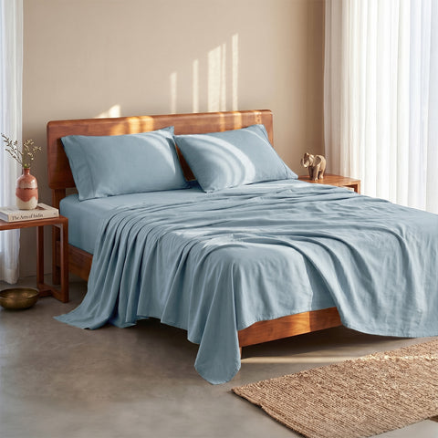 Organica | 100% organic Cotton Sheet Set | Soft & Breathable Fabric | 3 Piece (1 Bedsheet + 2 Pillow Covers) | Percale Weave | GOTS Certified - Double Bed Sheet Set