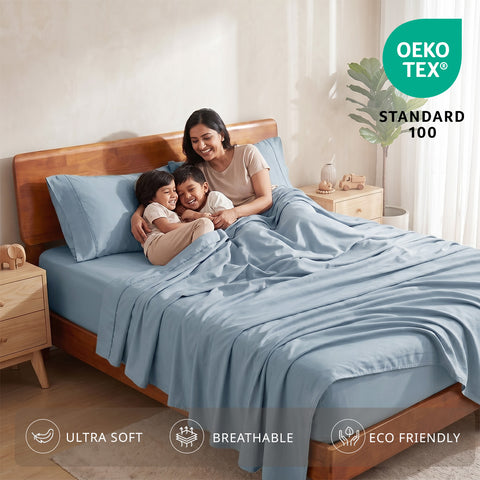 Organica | 100% organic Cotton Sheet Set | Soft & Breathable Fabric | 3 Piece (1 Bedsheet + 2 Pillow Covers) | Percale Weave | GOTS Certified - Double Bed Sheet Set