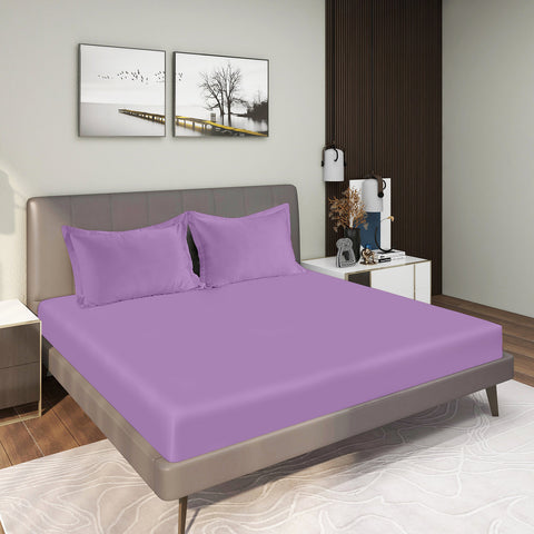 Gres Cotton Red Voilet Colour Bedsheet With 2 Pillows in A Beautiful Room