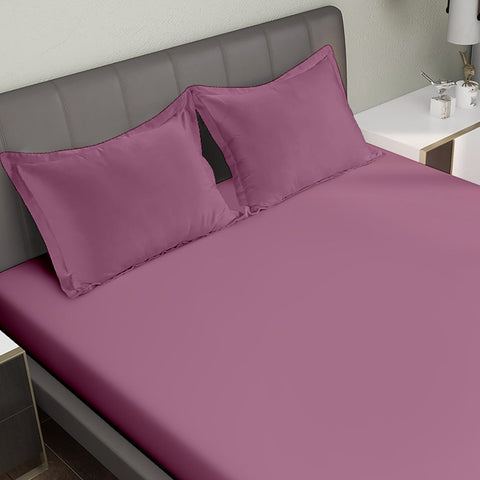 Red Voilet Colour Bedsheet With 2 Pillows 