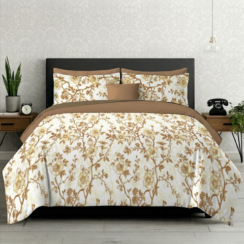 Symphony | 100% Cotton Sheet Set | Soft & Breathable Fabric | 3 Piece (1 Bedsheet + 2 Pillow Covers) | Double Bed Sheet Set