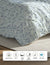 Floral patterned fitted sheet on a bed with product features displayed as 100% Cotton Bedsheet, 120 TC , Super Soft Bedsheet, Skin Friendly Bedsheets, Durable & Sustainable Bedsheets 