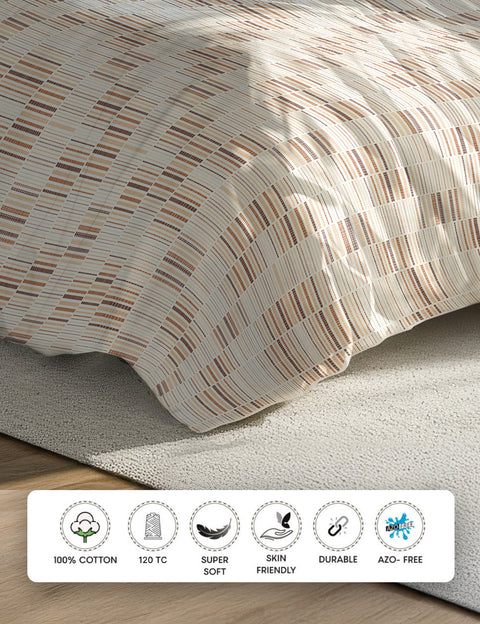 Textured fabric with a pattern on a surface,100% Cotton Bedsheet, 120 TC, Super Soft Bedsheet, Skin Friendly Bedsheet, Durable & Sustainable Bedsheet