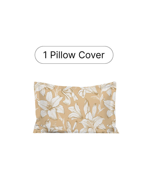 Floral patterned pillow cover on a white background