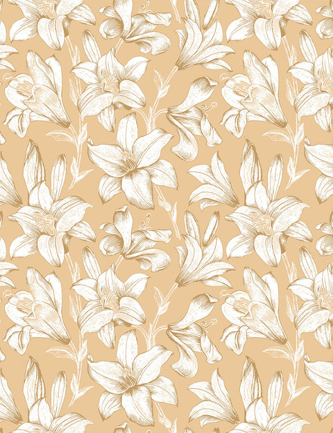 Pattern of white flowers on a beige background