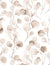 Pattern of beige leaves and branches on a white background