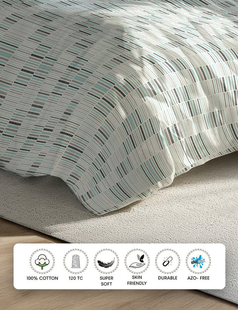 Textured fabric with a pattern on a bed, 100 % Cotton Bedsheet, 120 TC, Super Soft, Skin Friendly Bedsheet, Durable & Sustainable Bedsheet
