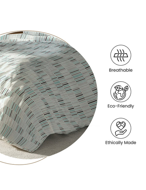 Textured bedsheet indicating breathability, eco-friendliness, and ethical manufacturing 